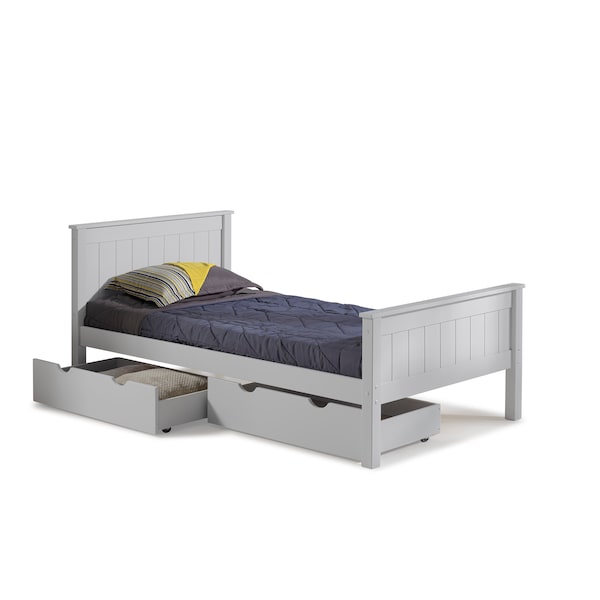 Alaterre Furniture Harmony Twin Wood Platform Bed with Storage Drawers, Dove Gray AJHO1080S - main